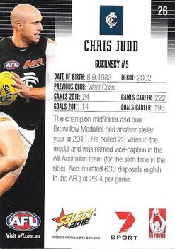 2012 Select AFL Champions #26 Chris Judd Back